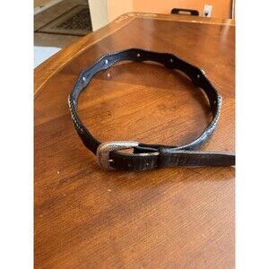 Tony Lama Men's Cutting Champ Leather Silver Buckle Belt Black 40